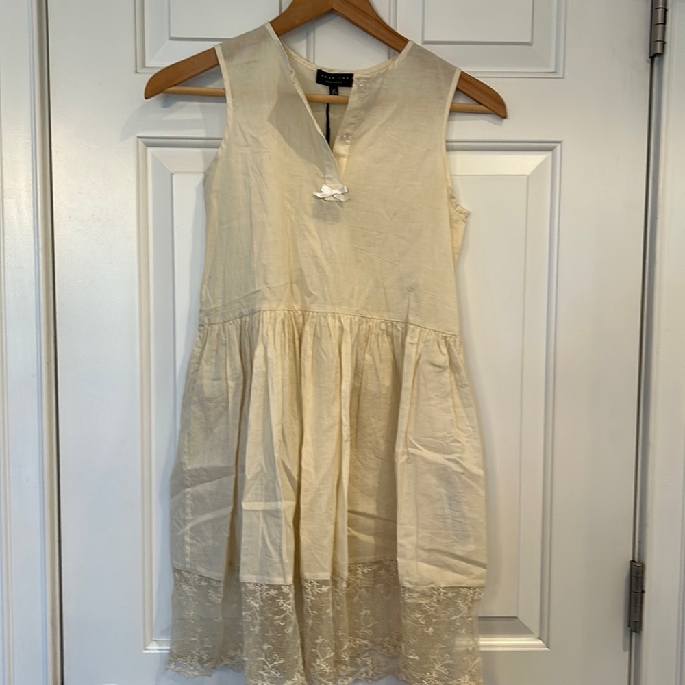 Twin-set dress - size 12 cream with lace